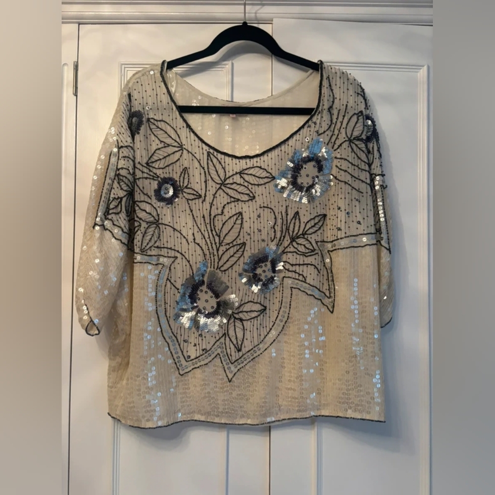 Embellished Floral Sheer Top